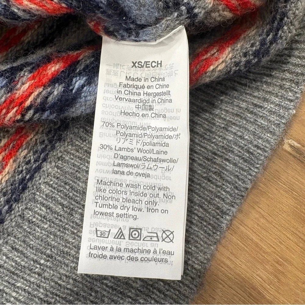 🌟J. CREW🌟 MENS WOOL BLEND FAIR ISLE CREWNECK SWEATER GREY SZ XS